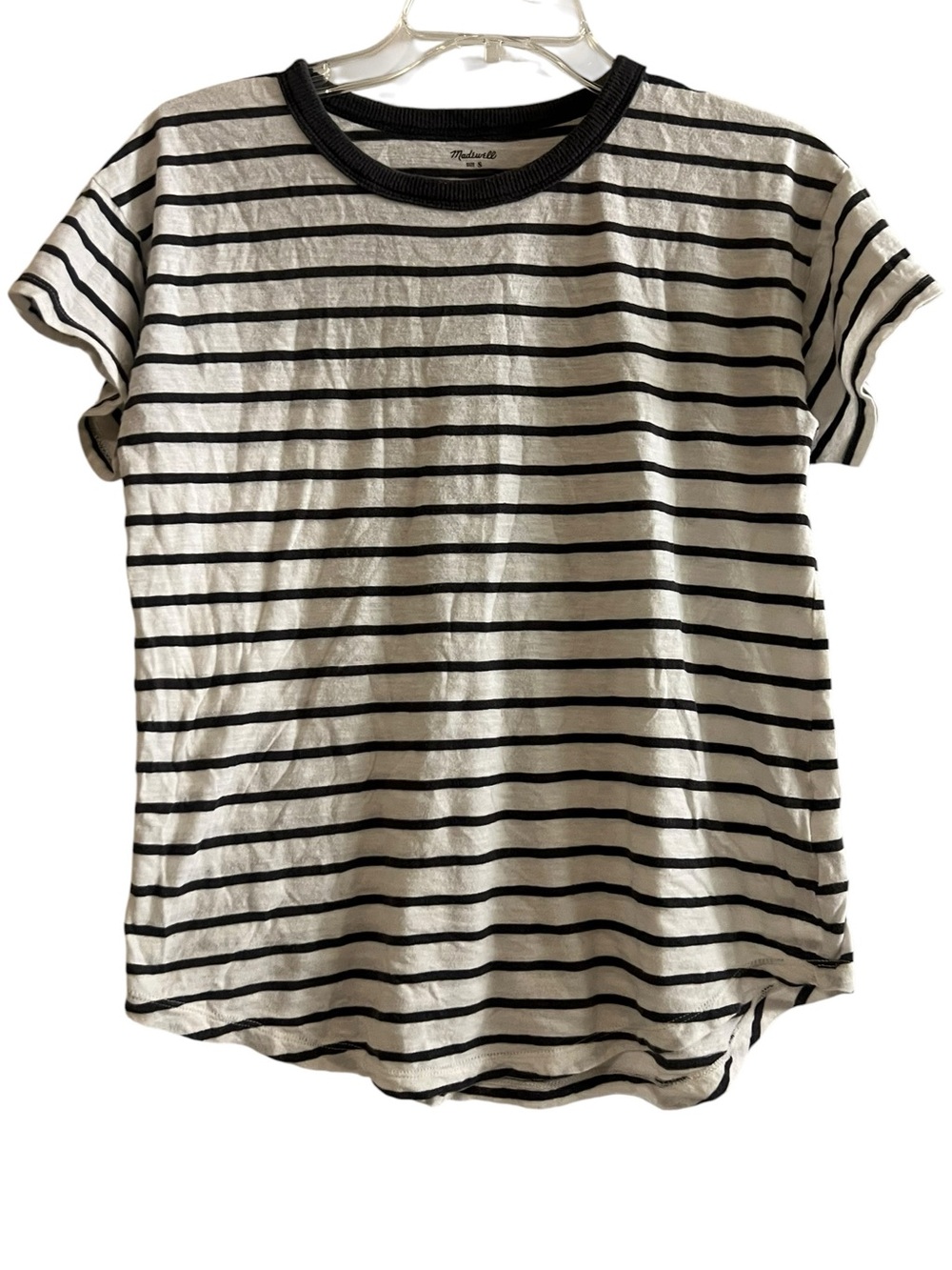 Madewell Striped Cotton T-Shirt Black White Size S